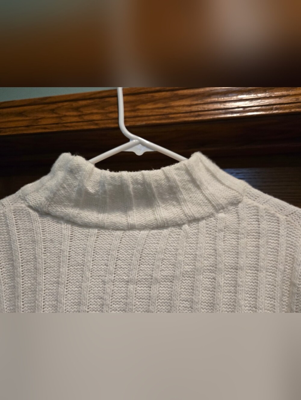 Time and Tru Cream Ribbed Cowl Neck Sweater - Picture 14 of 15